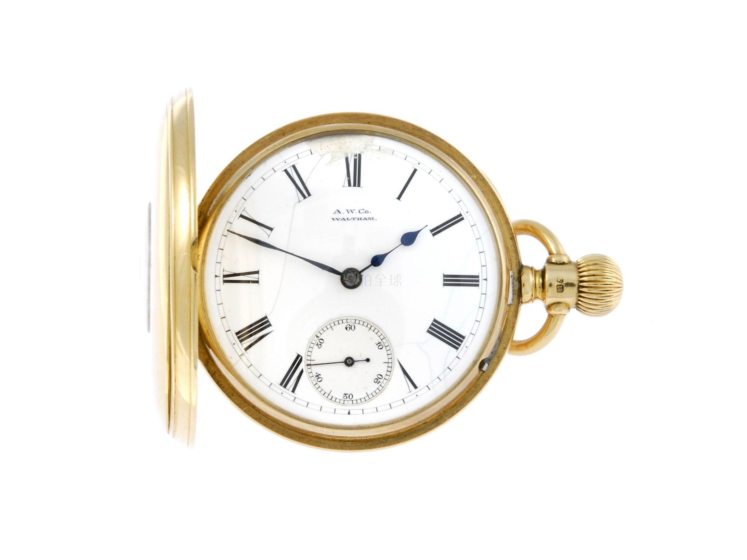 an 18ct gold half hunter pocket watch by waltham.