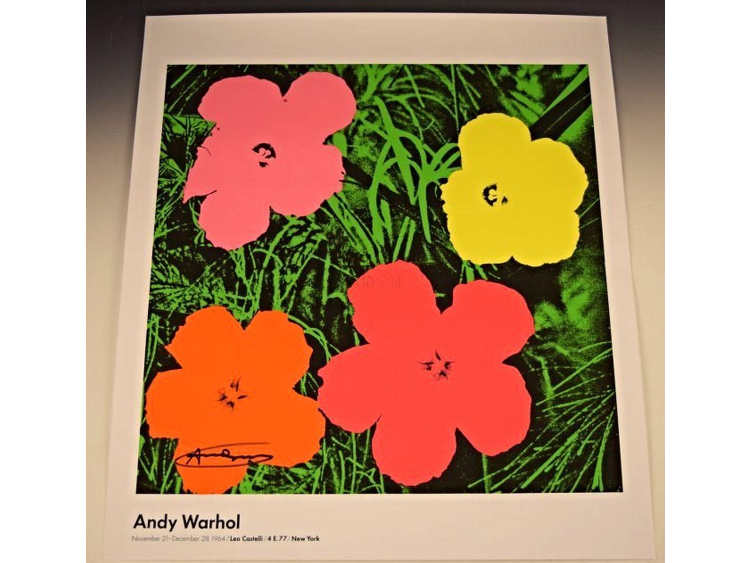 andy warhol signed flowers poster