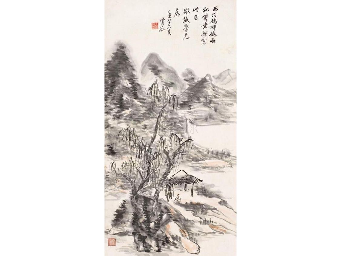 黄宾虹(1865-1955) 己丑(1949年)作 西泠雨霁