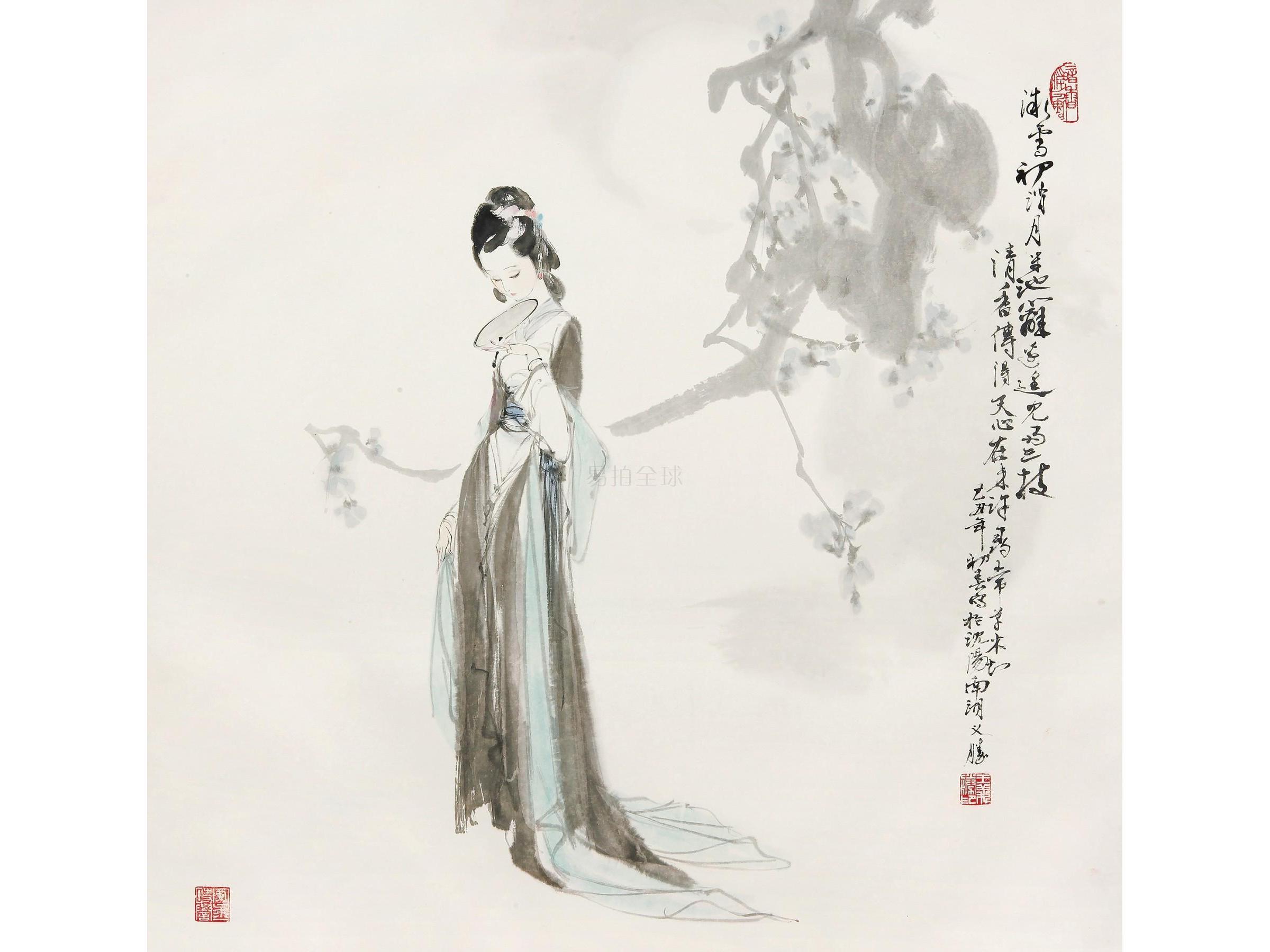 王义胜(b.1941)执扇仕女