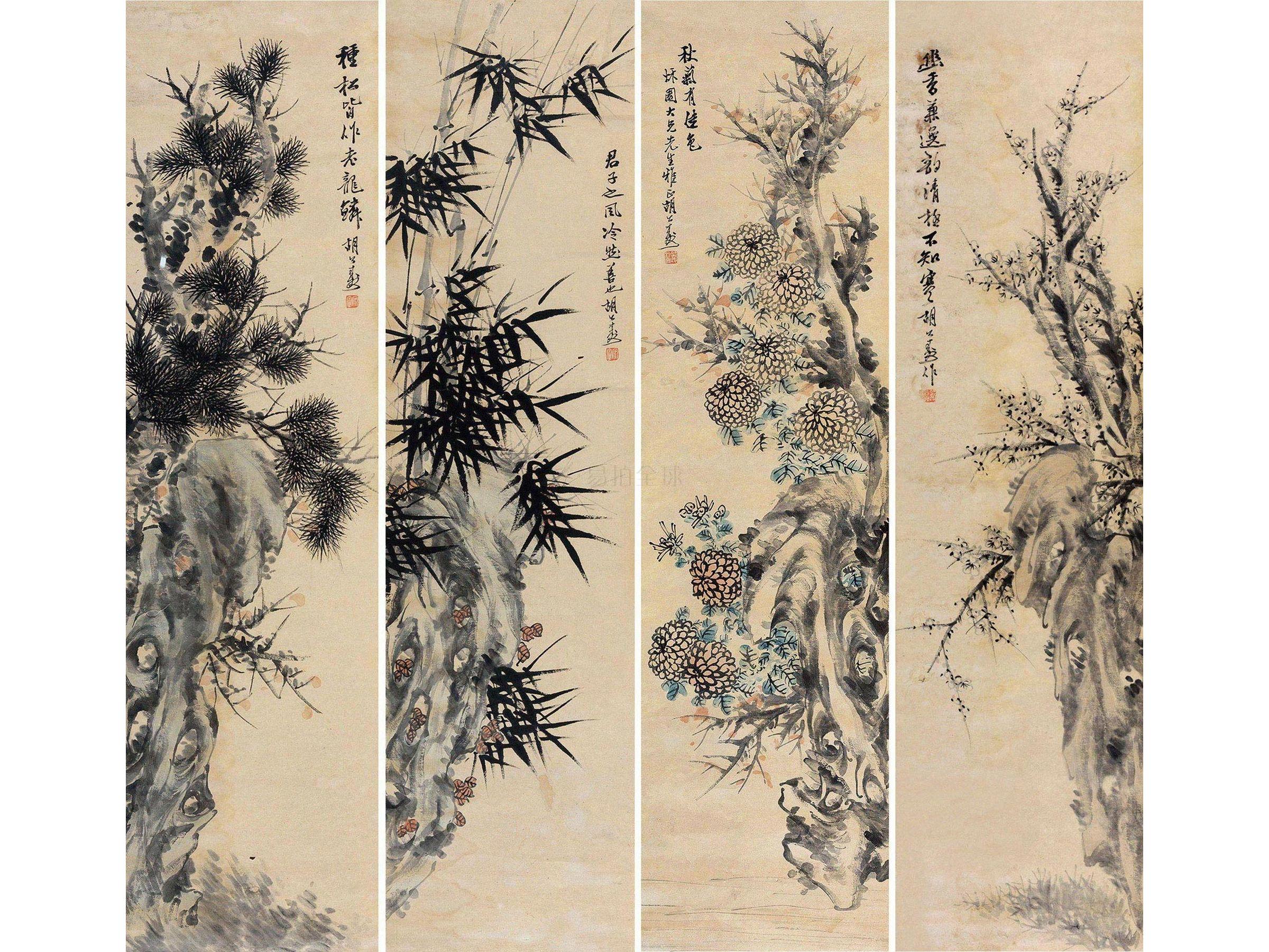 胡公寿(1823-1886)四君子图