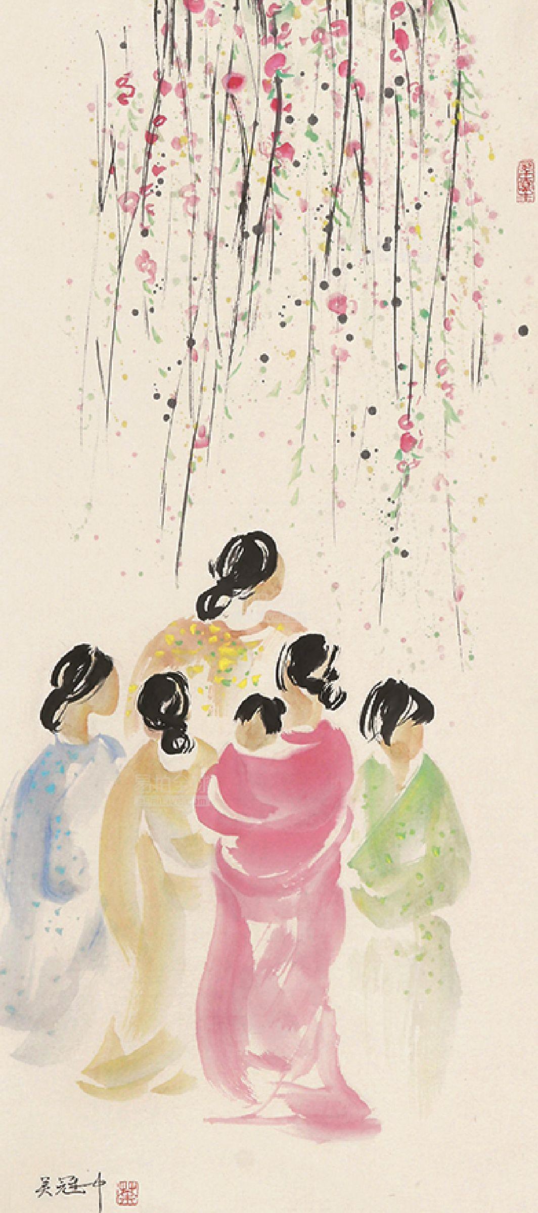 【安徽九乐】吴冠中 人物立轴-易拍全球