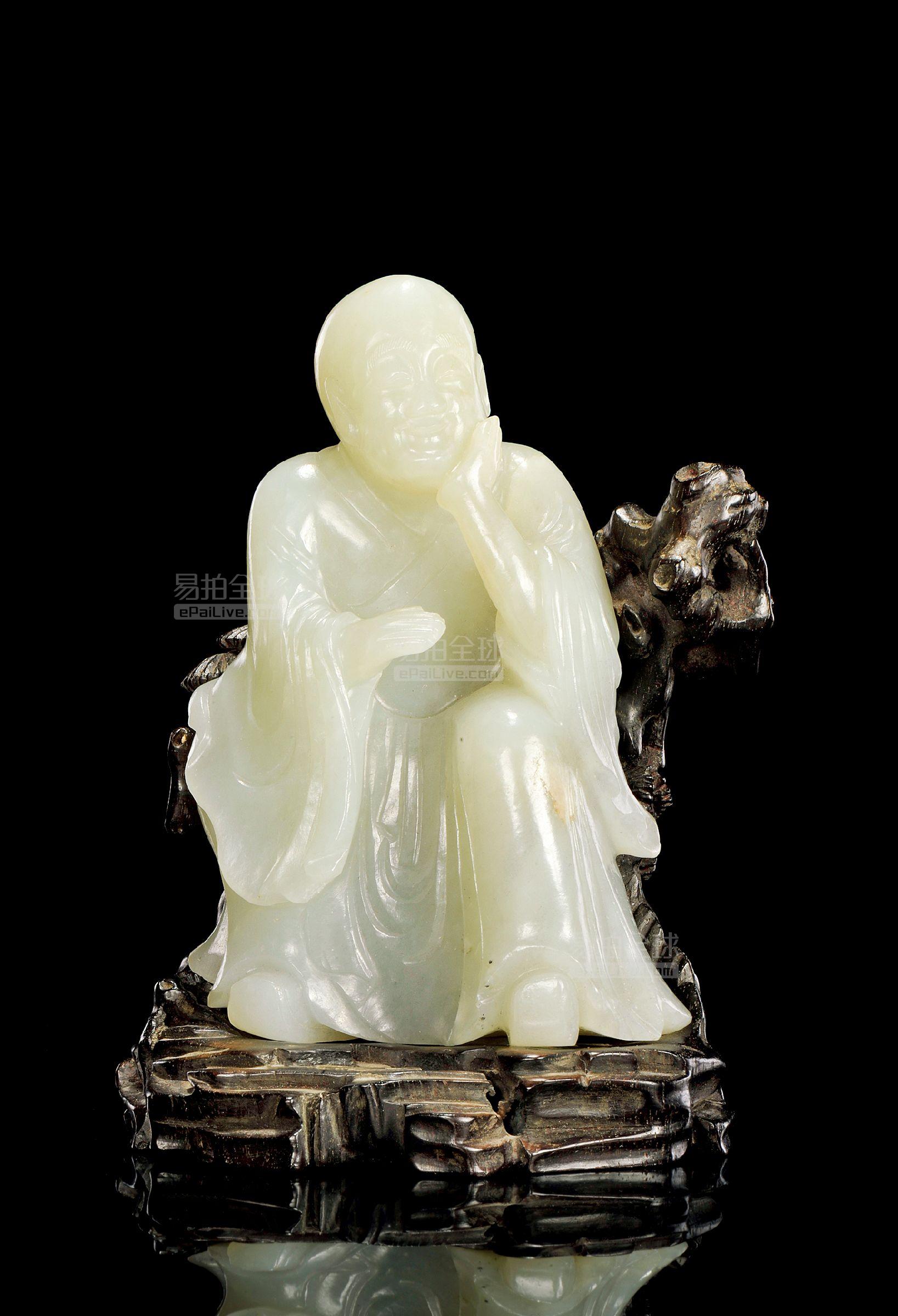 【北京古玩城】青白玉雕罗汉摆件-易拍全球