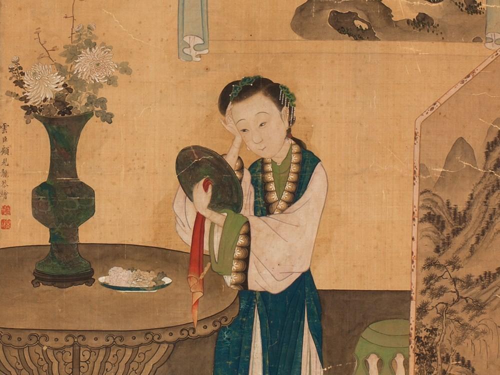 顾见龙(1606年至1687年"仕女照镜子"图